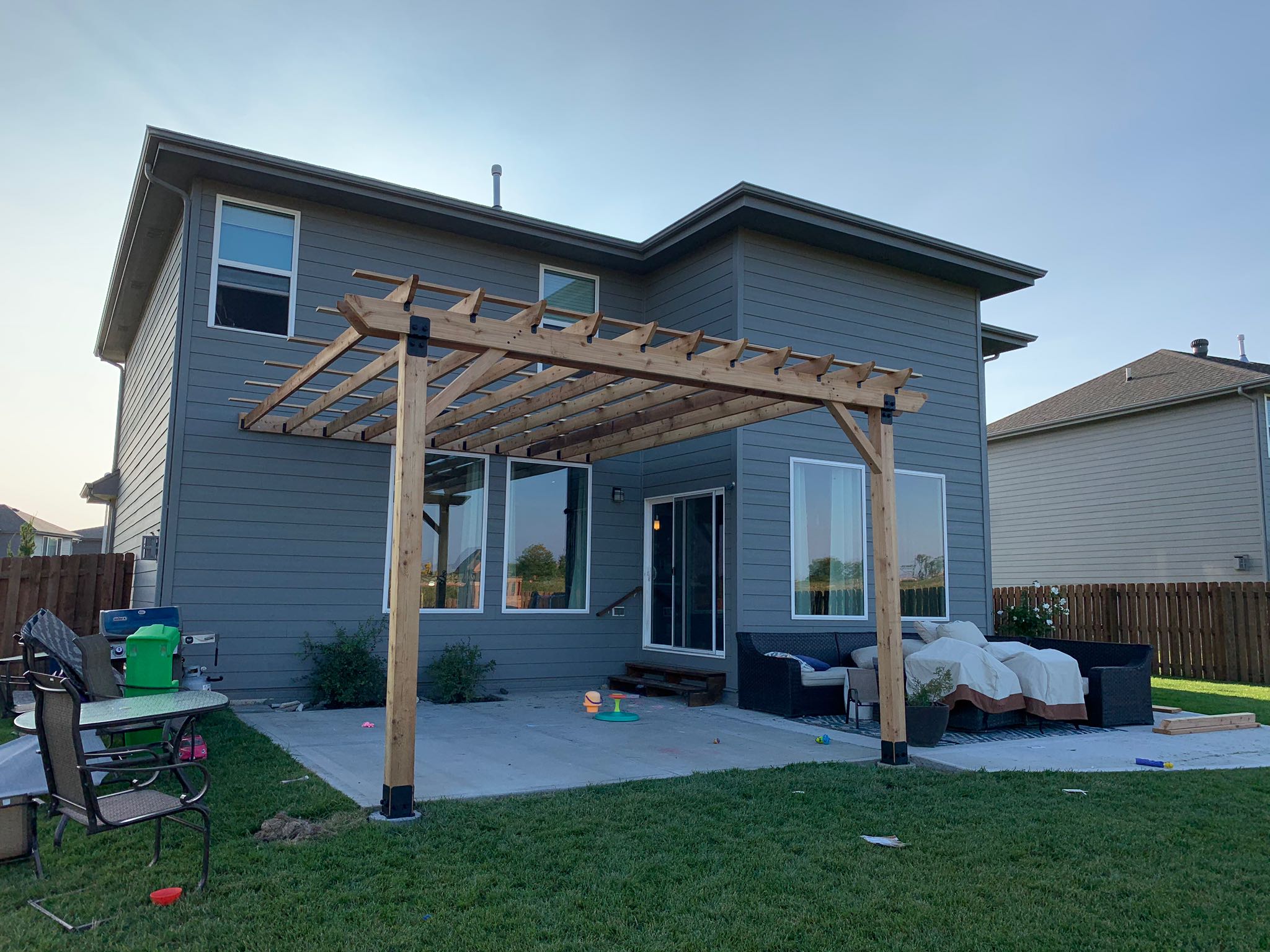 Suburban home with outdoor seating