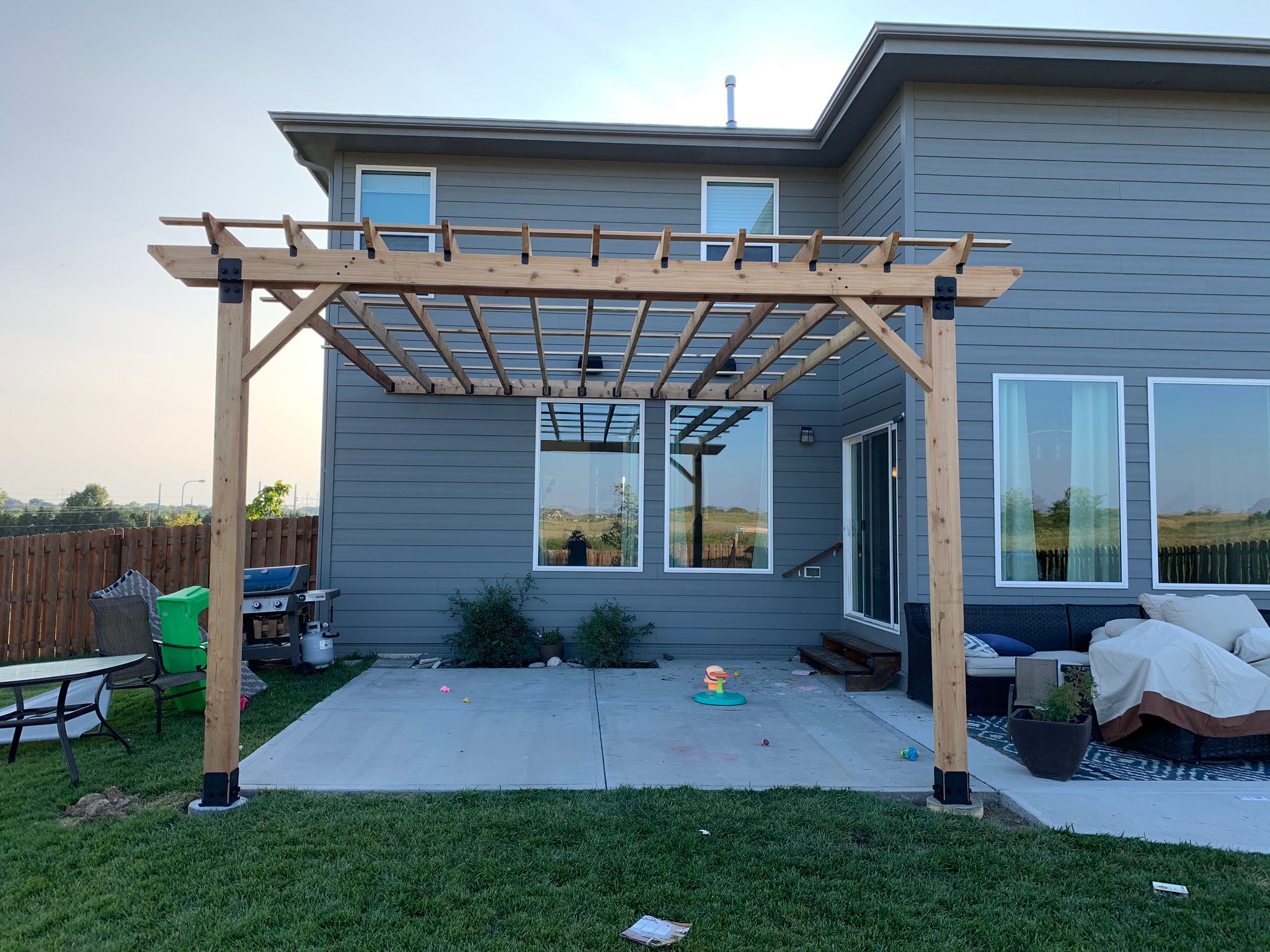 New pergola beside house