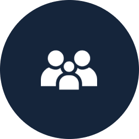 White group icon on navy circular background