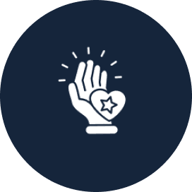 Hand holding heart with star icon
